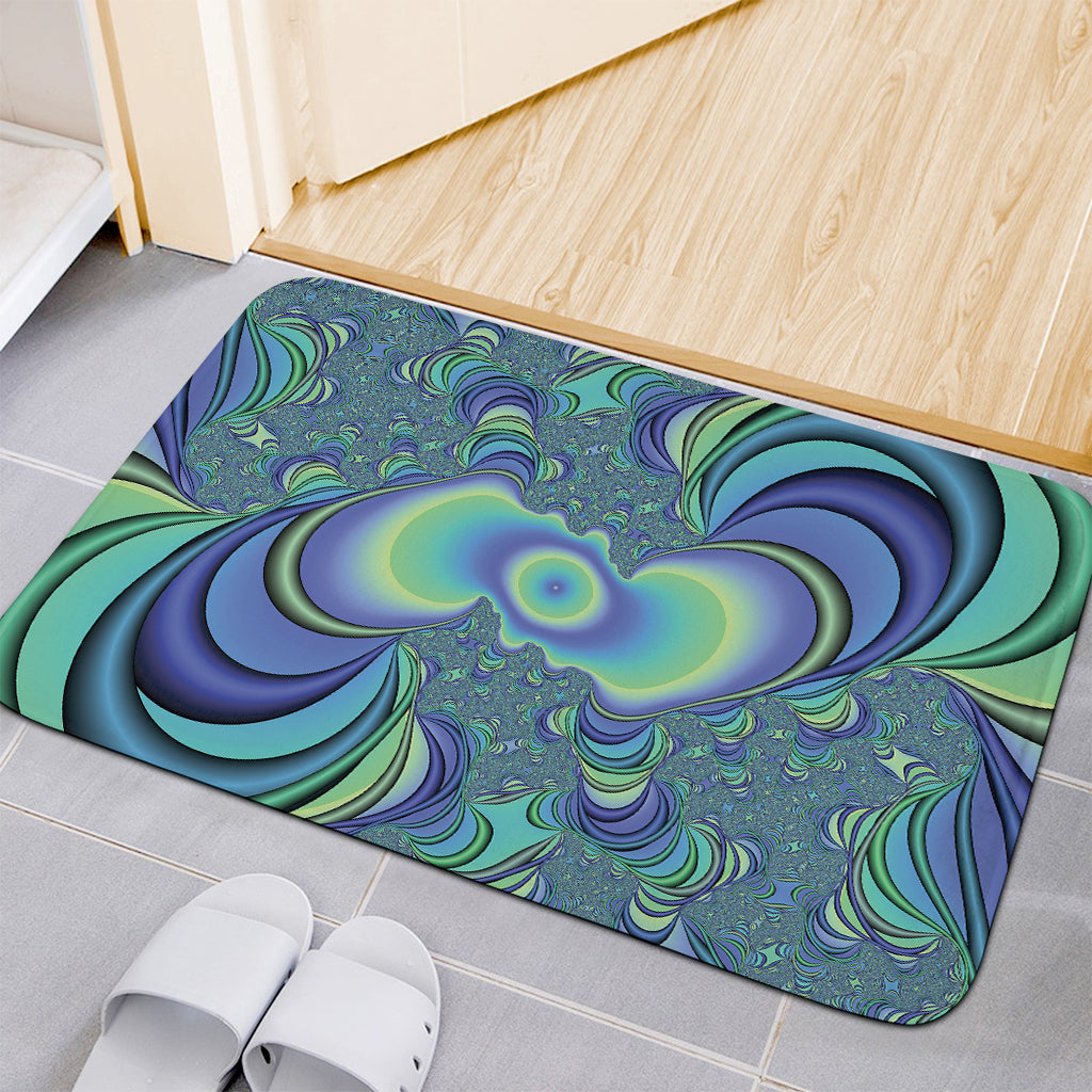 Blue Fractal Print Indoor Door Mat