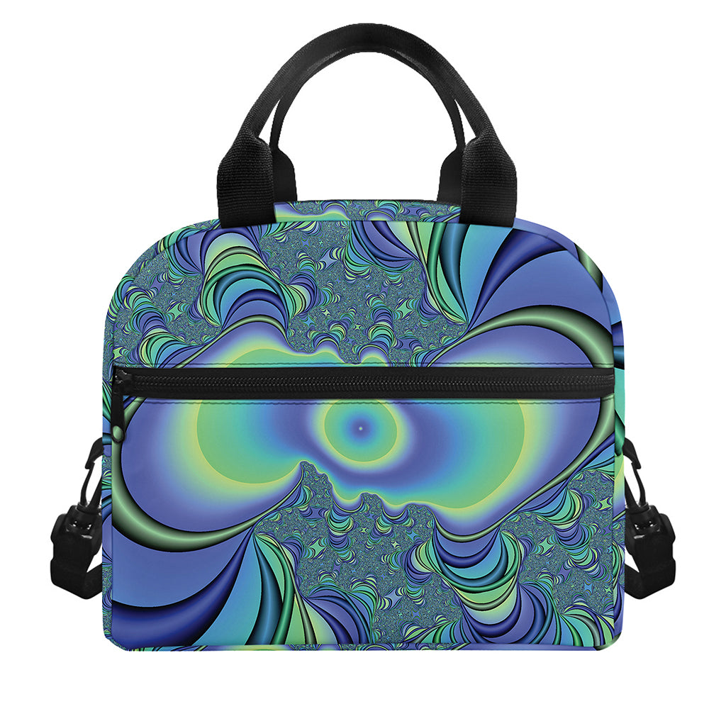 Blue Fractal Print Insulated Lunch Bag