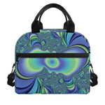 Blue Fractal Print Insulated Lunch Bag