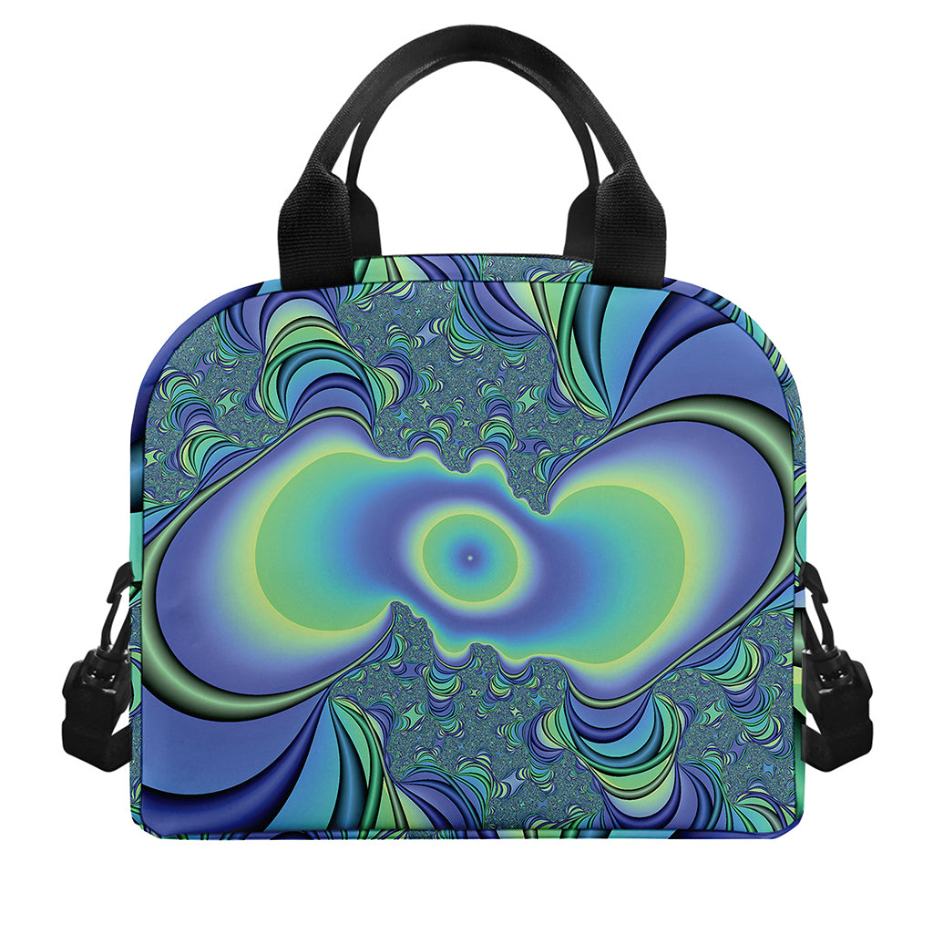 Blue Fractal Print Insulated Lunch Bag