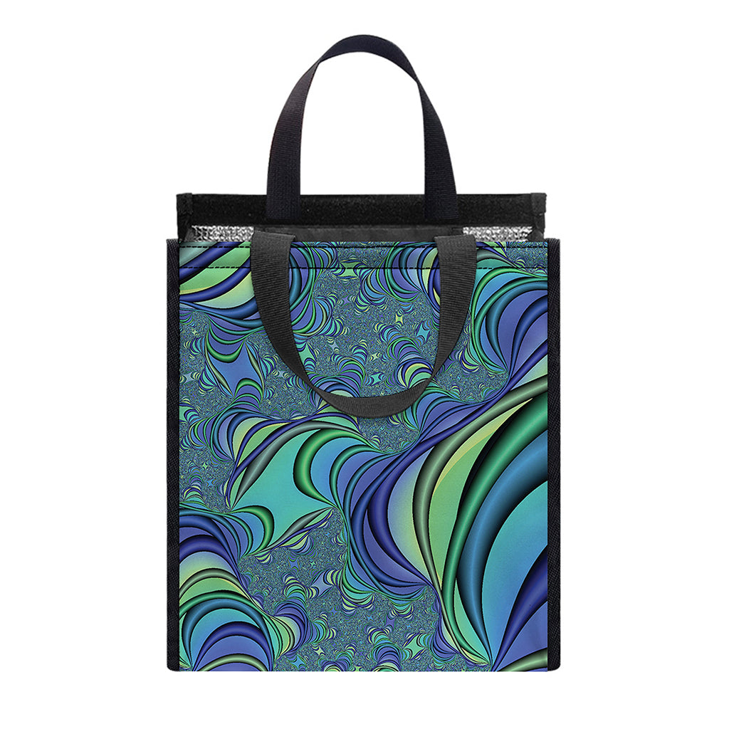 Blue Fractal Print Insulated Lunch Tote