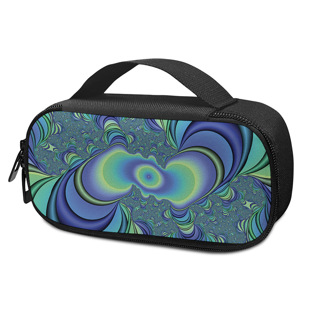 Blue Fractal Print Insulin Cooler Travel Case