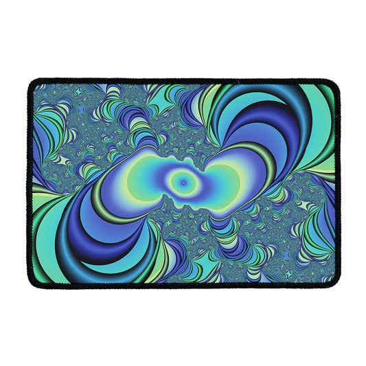 Blue Fractal Print Kitchen Mat
