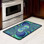 Blue Fractal Print Kitchen Mat
