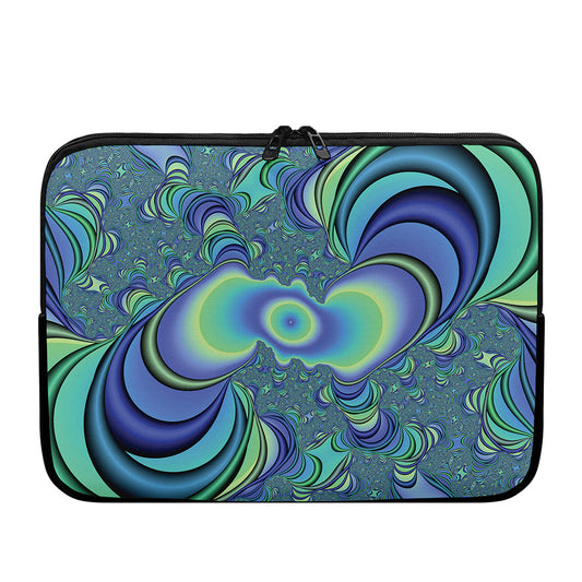 Blue Fractal Print Laptop Sleeve