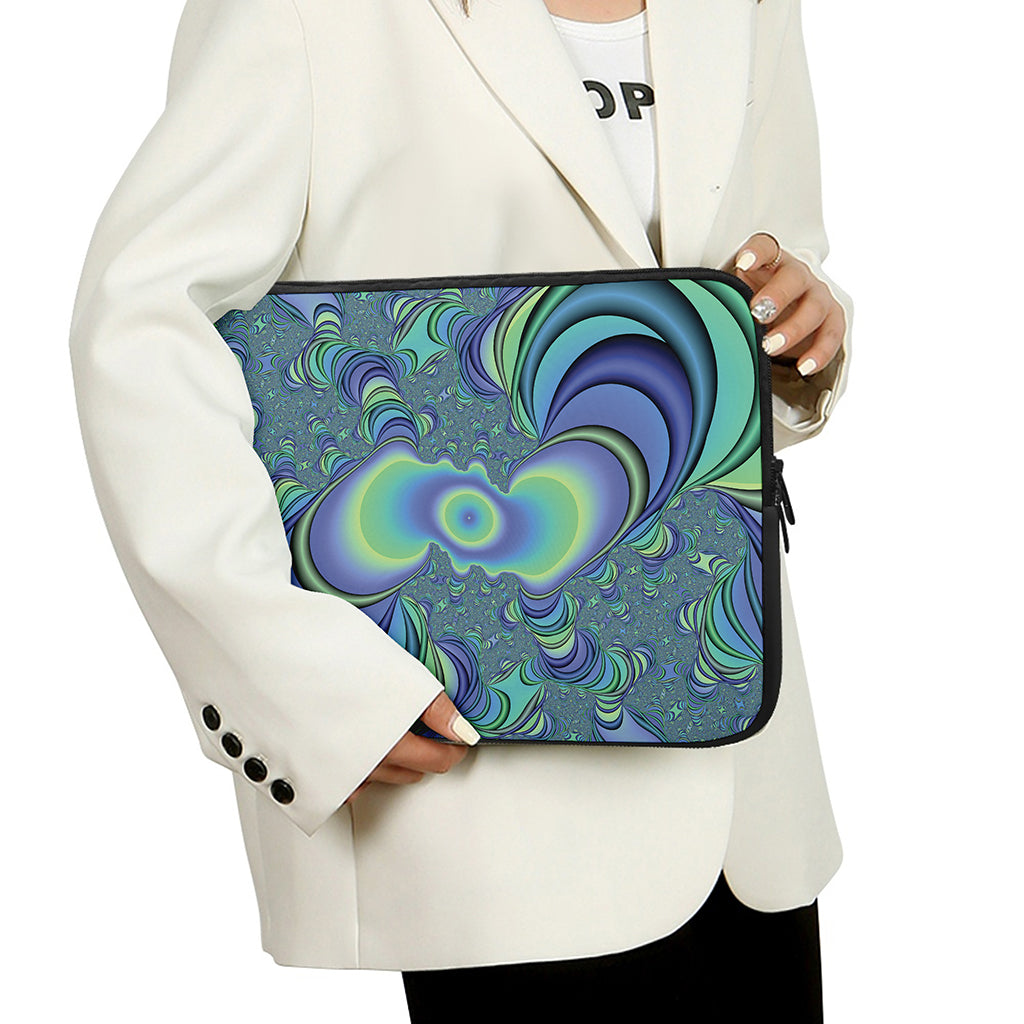 Blue Fractal Print Laptop Sleeve