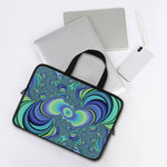 Blue Fractal Print Laptop Sleeve With Handle