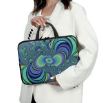 Blue Fractal Print Laptop Sleeve With Handle