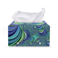 Blue Fractal Print Leather Tissue Box Cover