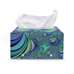 Blue Fractal Print Leather Tissue Box Cover