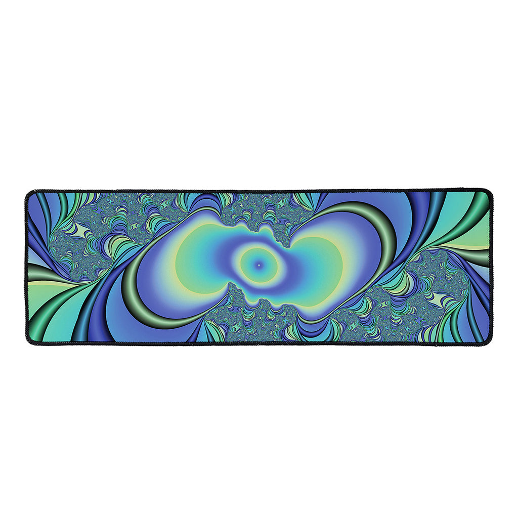 Blue Fractal Print Long Kitchen Mat