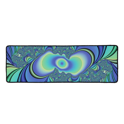 Blue Fractal Print Long Kitchen Mat