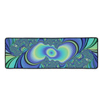 Blue Fractal Print Long Kitchen Mat
