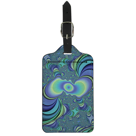 Blue Fractal Print Luggage Tag