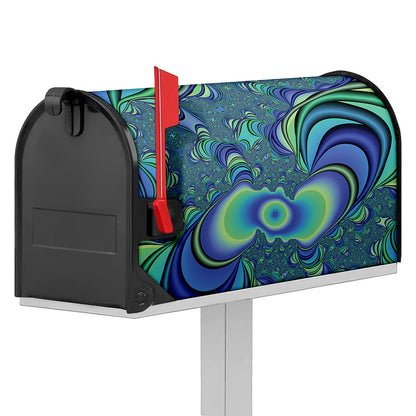 Blue Fractal Print Mailbox Cover