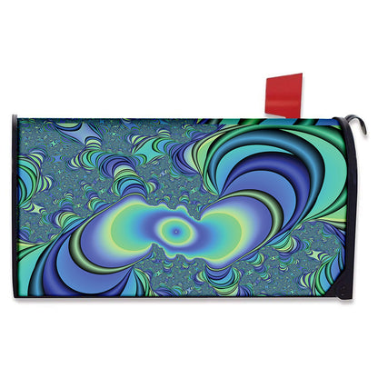 Blue Fractal Print Mailbox Cover