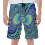 Blue Fractal Print Men's Beach Shorts