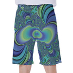 Blue Fractal Print Men's Beach Shorts