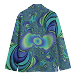 Blue Fractal Print Men's Blazer