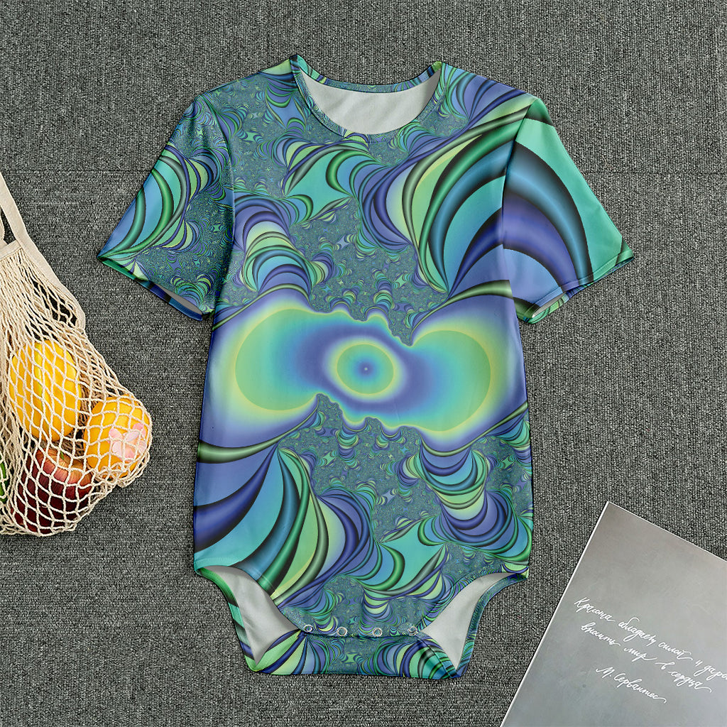 Blue Fractal Print Men's Bodysuit