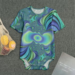 Blue Fractal Print Men's Bodysuit