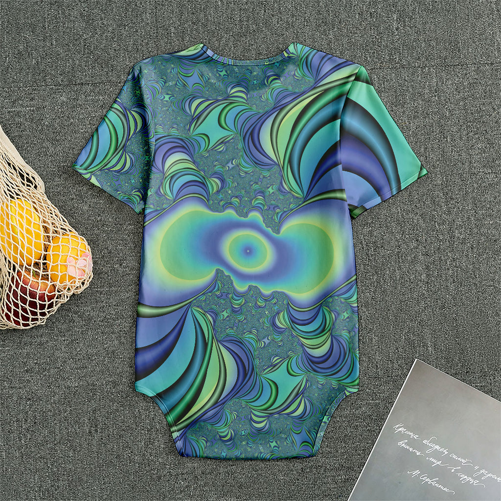 Blue Fractal Print Men's Bodysuit