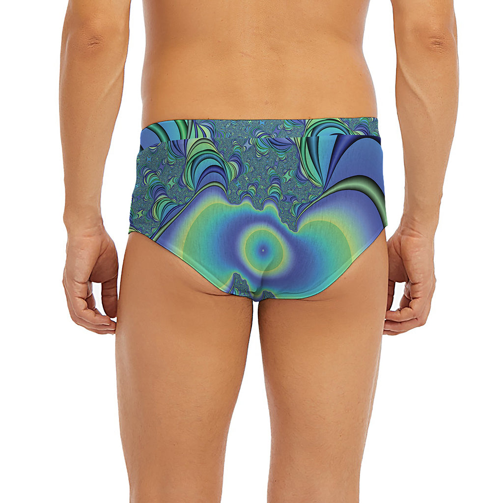 Blue Fractal Print Men's Briefs