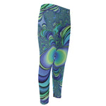 Blue Fractal Print Men's Compression Pants