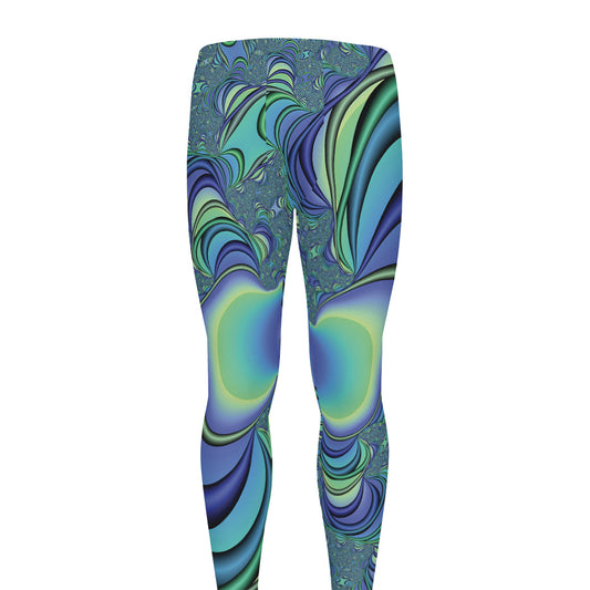 Blue Fractal Print Men's leggings