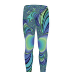 Blue Fractal Print Men's leggings