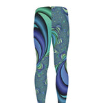 Blue Fractal Print Men's leggings