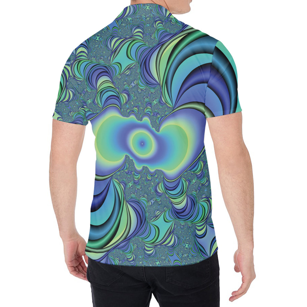 Blue Fractal Print Men's Shirt