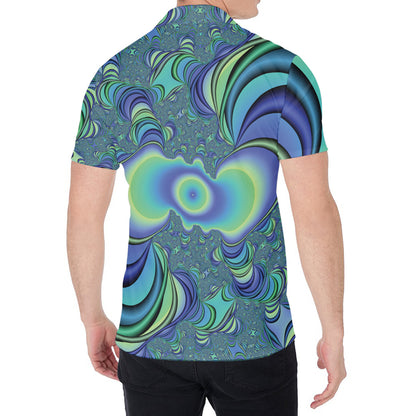 Blue Fractal Print Men's Shirt