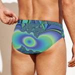 Blue Fractal Print Men's Swim Briefs