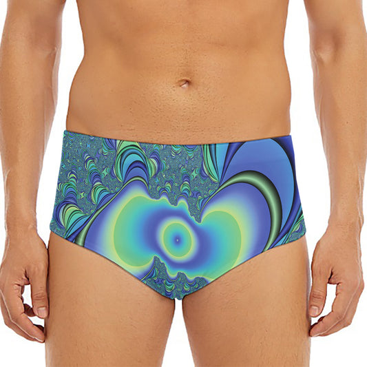 Blue Fractal Print Men's Triangle Swim Briefs