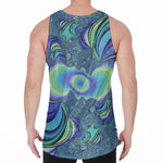 Blue Fractal Print Men's Velvet Tank Top