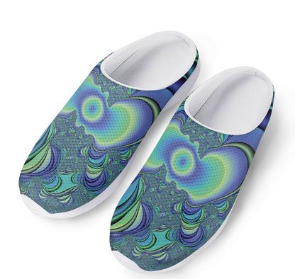 Blue Fractal Print Mesh Casual Shoes