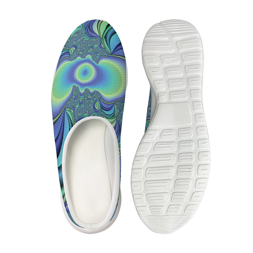 Blue Fractal Print Mesh Casual Shoes