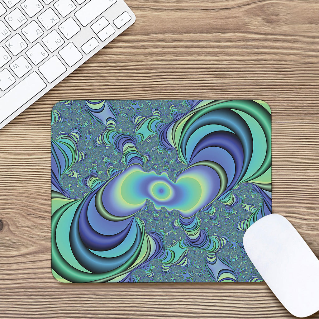 Blue Fractal Print Mouse Pad