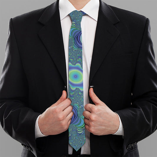 Blue Fractal Print Necktie