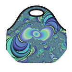 Blue Fractal Print Neoprene Lunch Bag