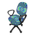 Blue Fractal Print Office Chair Cover