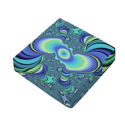 Blue Fractal Print Outdoor Seat Cushion Cover