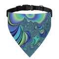 Blue Fractal Print Over The Collar Dog Bandana