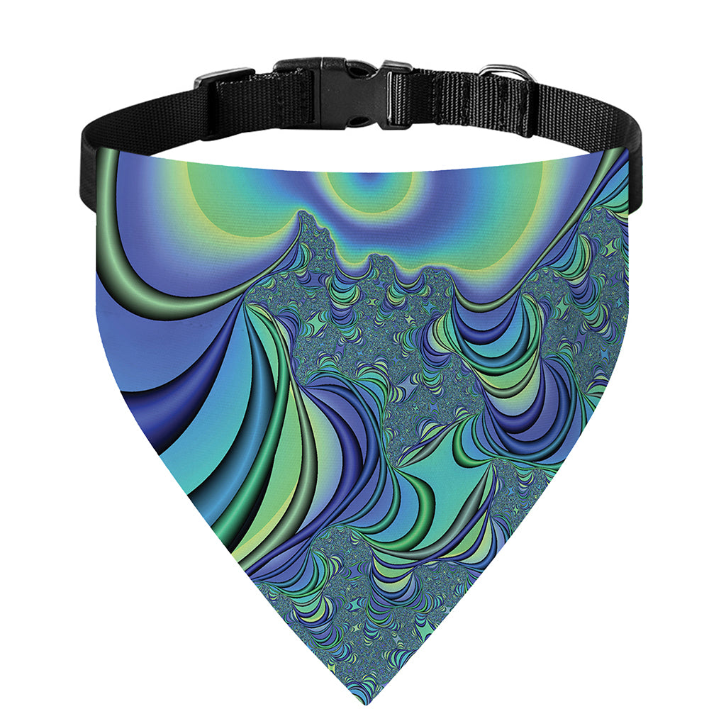 Blue Fractal Print Over The Collar Dog Bandana