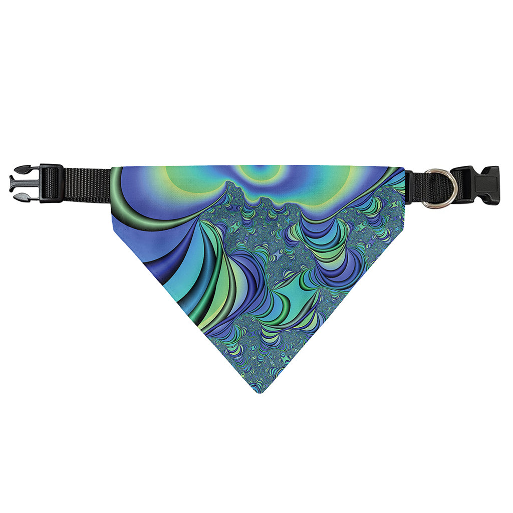Blue Fractal Print Over The Collar Dog Bandana