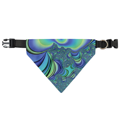 Blue Fractal Print Over The Collar Dog Bandana