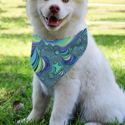 Blue Fractal Print Over The Collar Dog Bandana