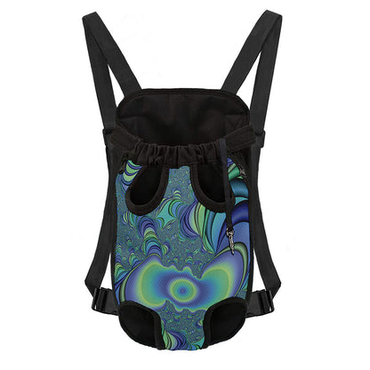 Blue Fractal Print Pet Carrier Backpack