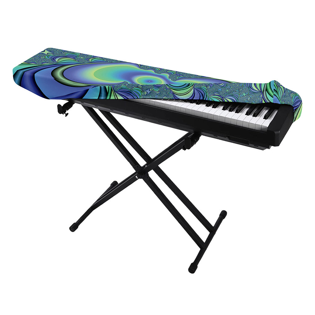 Blue Fractal Print Piano Keyboard Cover